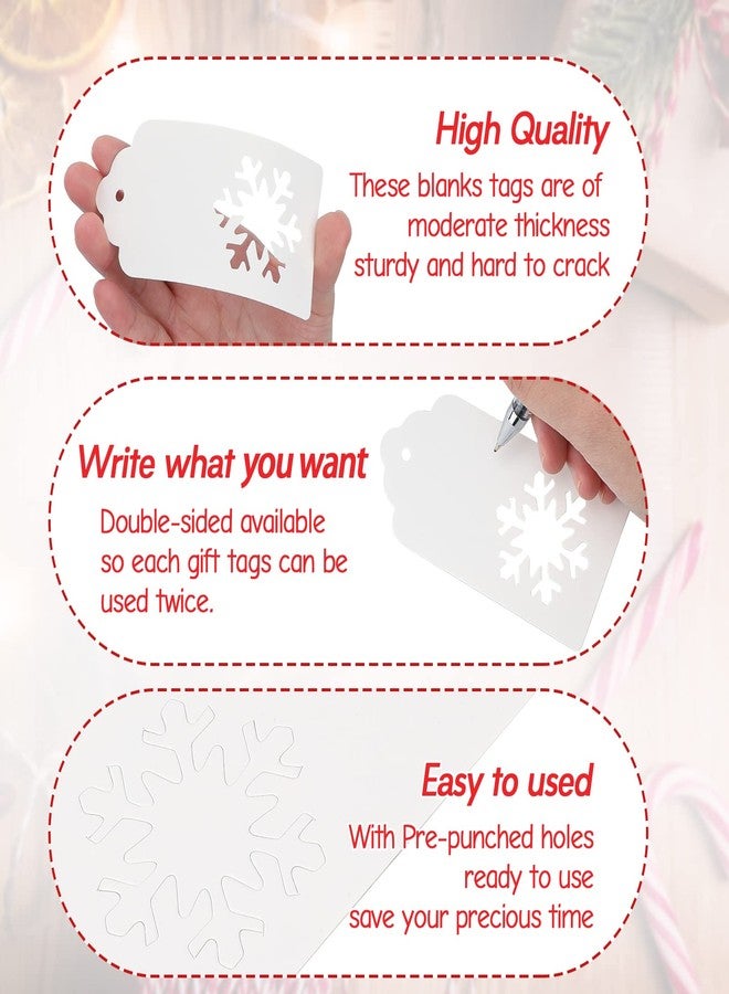 جيجاكرافت بطاقات هدايا عيد الميلاد من jijAcraft - 100 بطاقة مع خيط، ملصقات أسماء فارغة، أشجار ورقية بيضاء مجوفة، رودولف، ملصقات على شكل ندفات ثلجية لهدايا حفلات عيد الميلاد، والأعمال اليدوية، والبرطمانات - Image 3